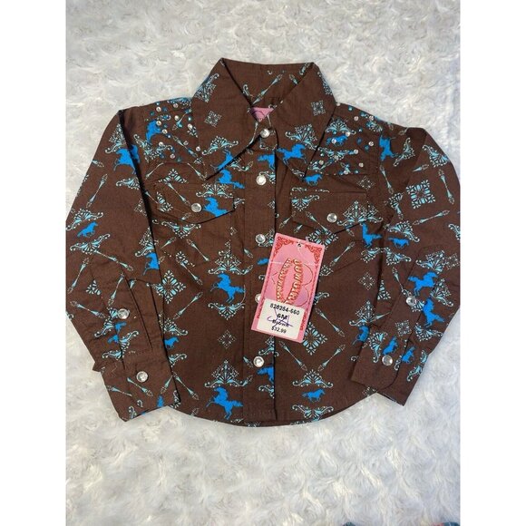 Western Cowgirl Shirt & One Piece Size 3-6 Months BOTH Pieces Bling Pearl Snaps - Picture 3 of 15